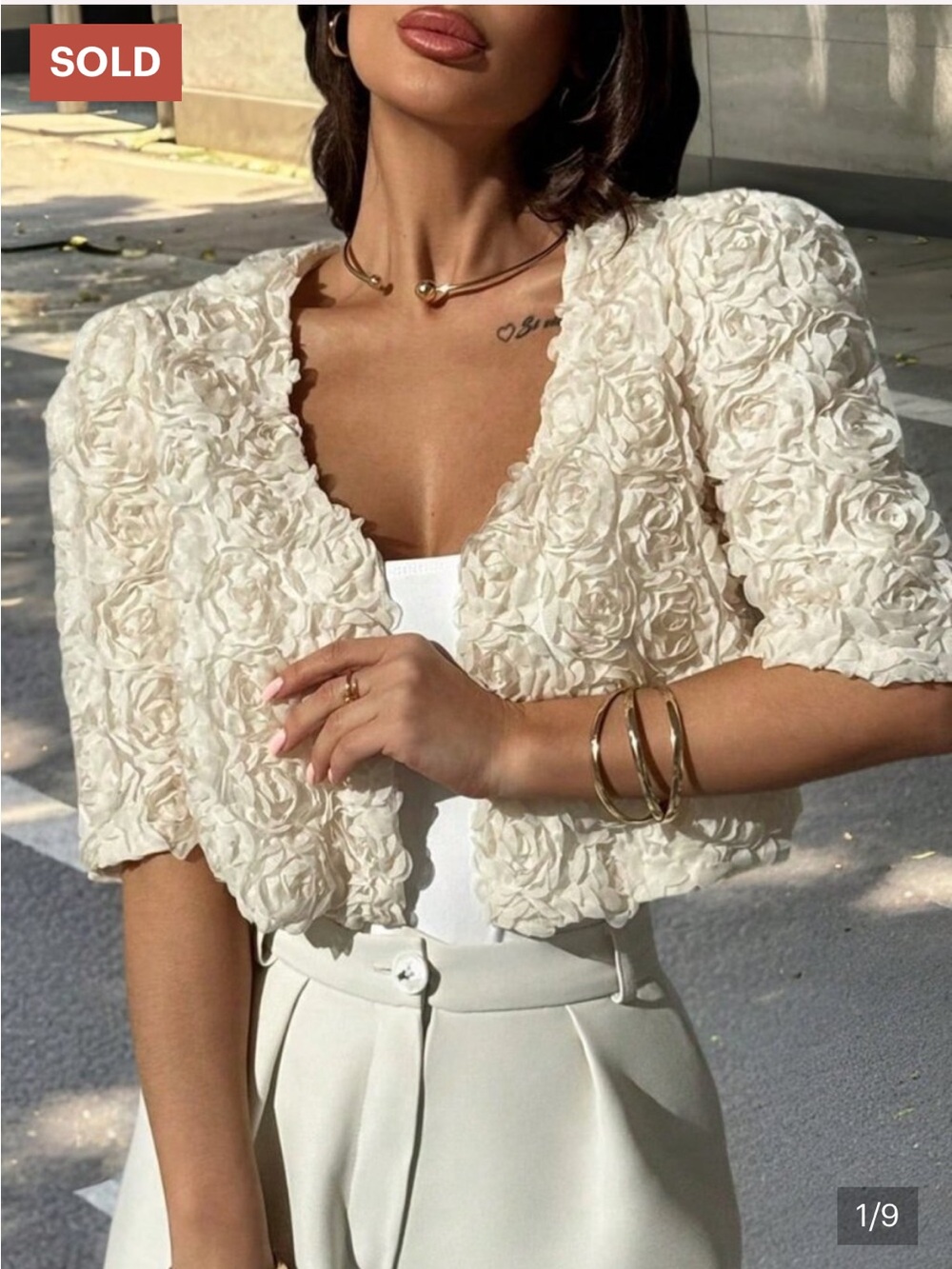 Apricot Thin Textured Women's Romantic Short Sleeve Cropped Jacket